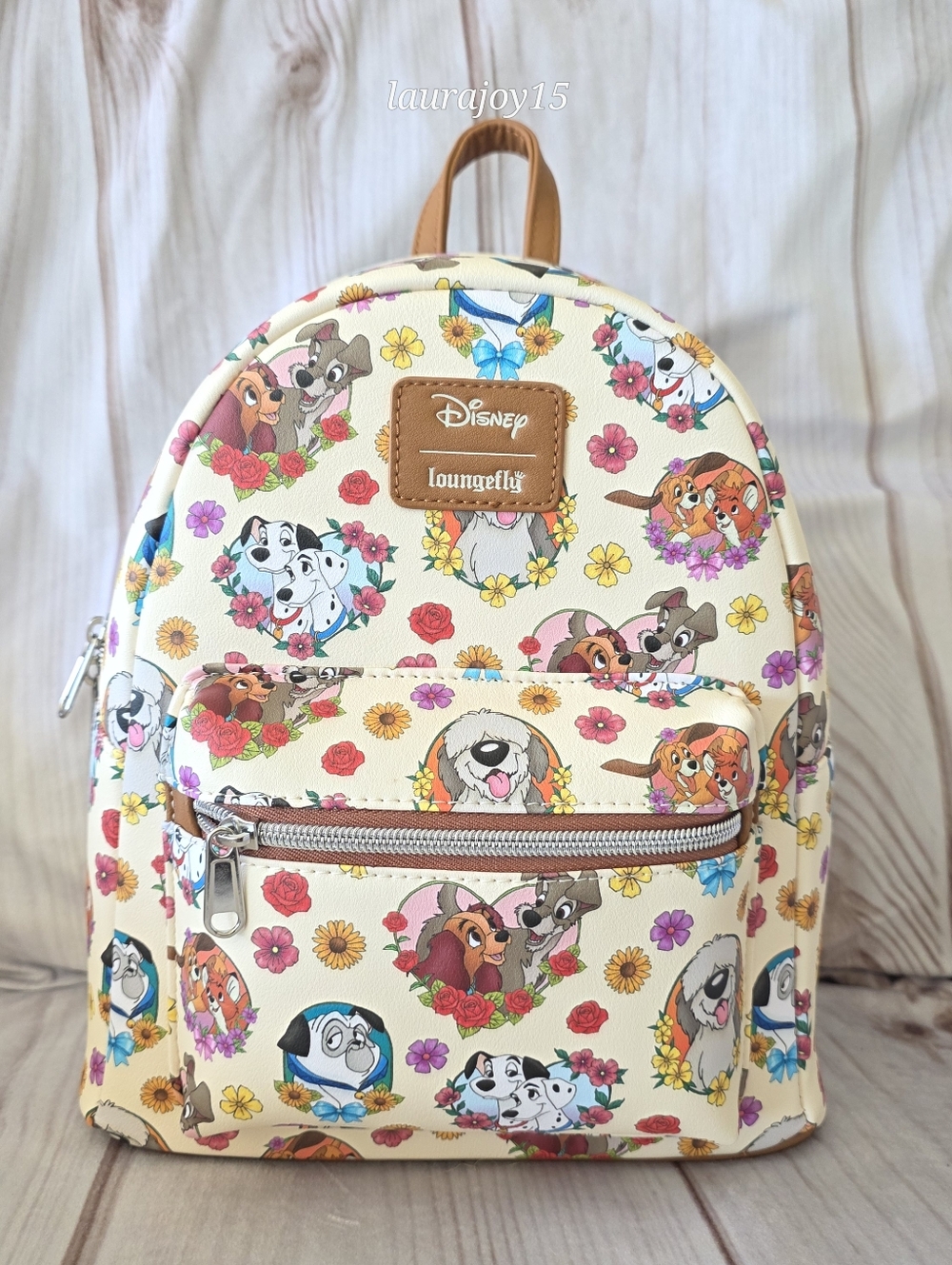Loungefly Disney Dogs Hearts Flowers Mini Backpack AOP New